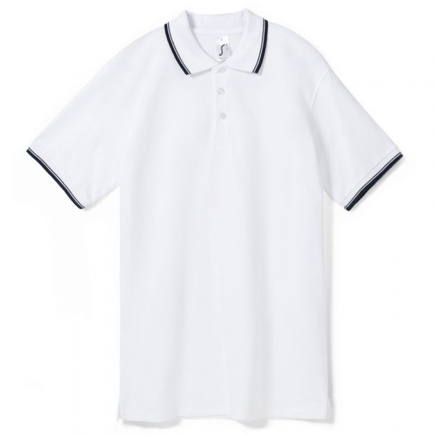 Рубашка поло мужская PRACTICE 270, белая с темно-синим