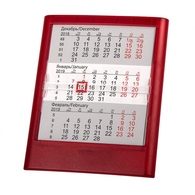 Календарь настольный на 2 года; прозрачно-красный
