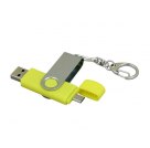 Флешка с  поворотным механизмом, c дополнительным разъемом Micro USB, 32 Гб, желтый