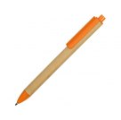 Ручка картонная пластиковая шариковая «Эко 2.0», бежевый/оранжевый