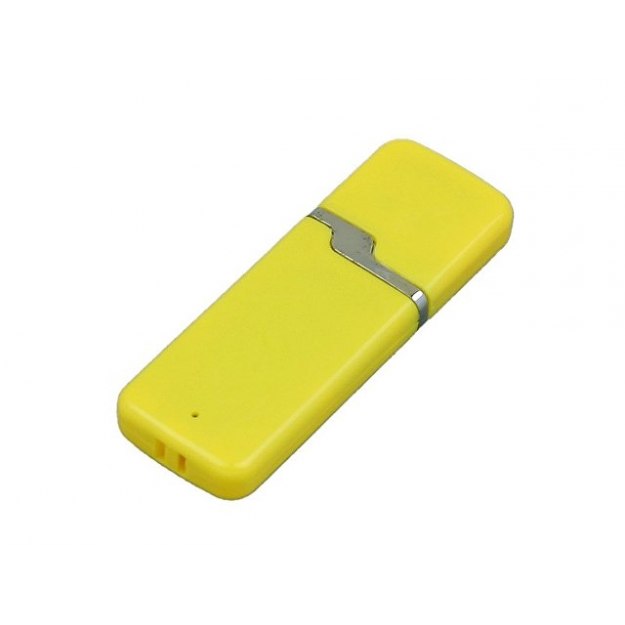 Флешка промо прямоугольной формы c оригинальным колпачком, 64 Гб, желтый
