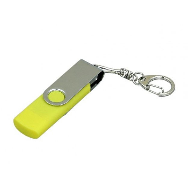Флешка с  поворотным механизмом, c дополнительным разъемом Micro USB, 32 Гб, желтый