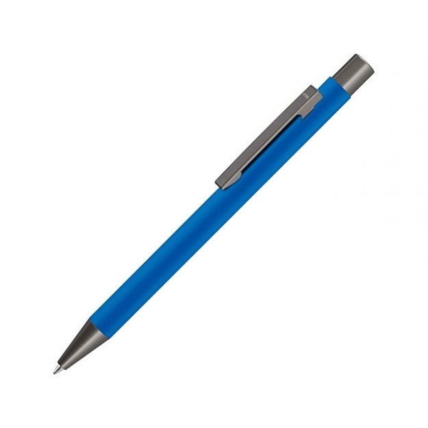 Ручка шариковая UMA «STRAIGHT GUM» soft-touch, с зеркальной гравировкой, синий