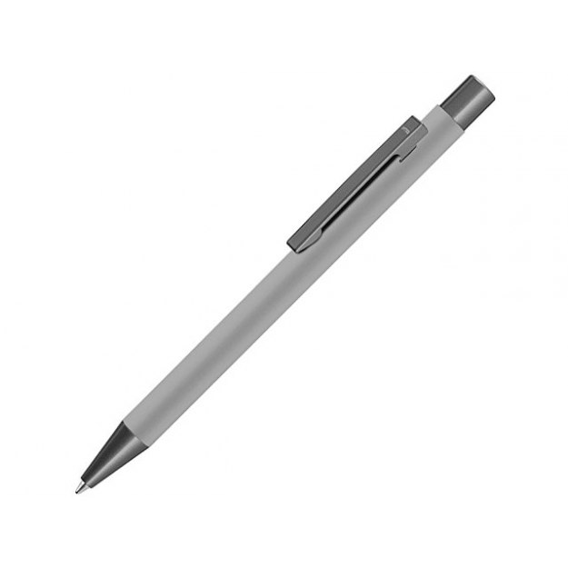 Ручка шариковая UMA «STRAIGHT GUM» soft-touch, с зеркальной гравировкой, серый