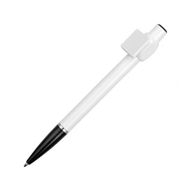 Ручка шариковая «Тенерифе» с квадратным клипом для печати QR-кода, белая/черная