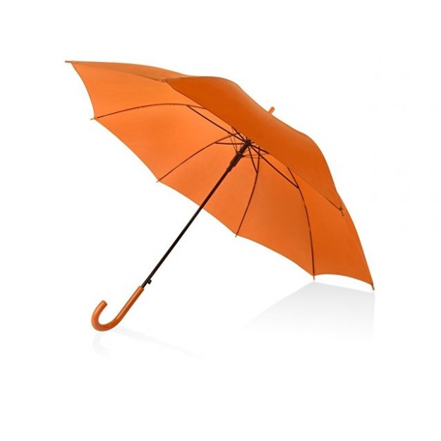 Зонт-трость полуавтоматический с пластиковой ручкой, оранжевый