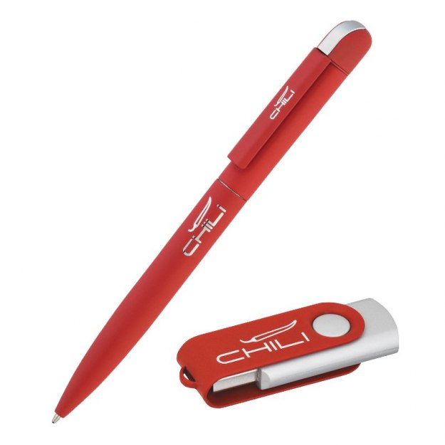 Набор ручка + флеш-карта 8 Гб в футляре, красный